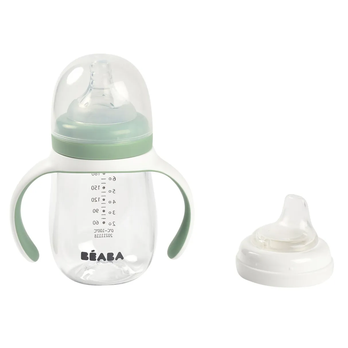 BÉABA Couverts, Vaisselle Et Bavoirs*Biberon D'Apprentissage 2 En 1 210 Ml Sage Green