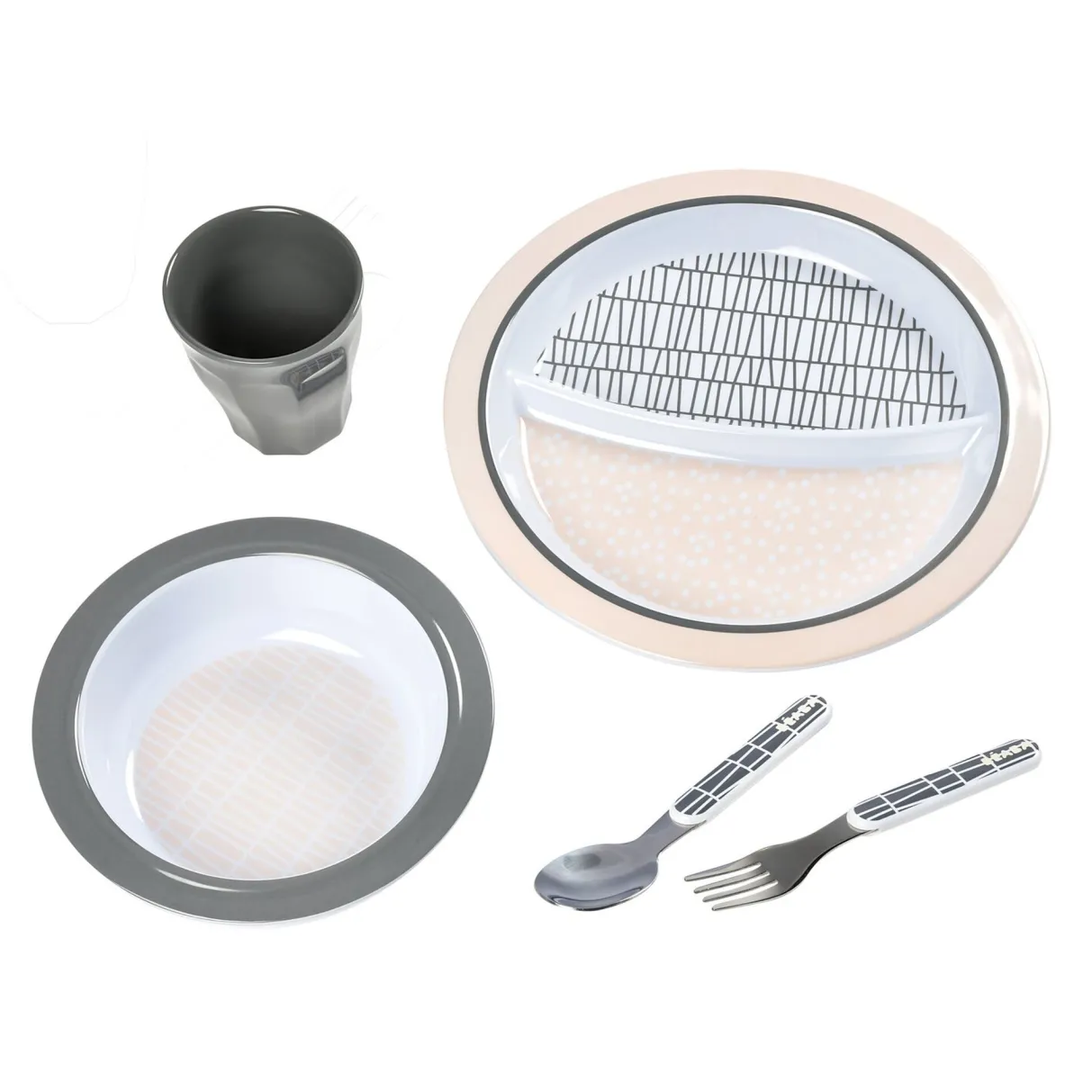 BÉABA Couverts, Vaisselle Et Bavoirs*Coffret Cadeau Repas Pink Grid