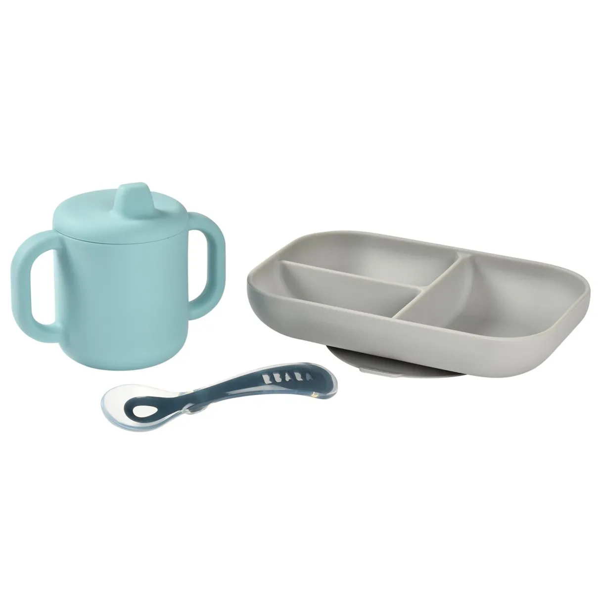 BÉABA Couverts, Vaisselle Et Bavoirs*Coffret D'Apprentissage Silicone + Tasse Blue