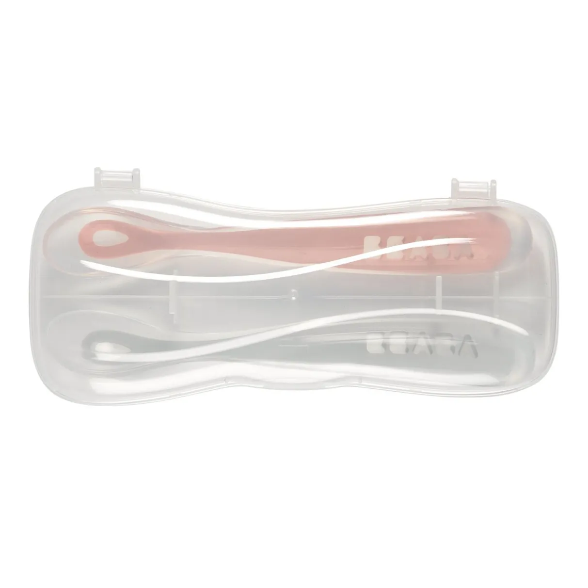 BÉABA Couverts, Vaisselle Et Bavoirs*Lot 2 Cuilleres 1Er Age Silicone + Boite De Transport Grey/P