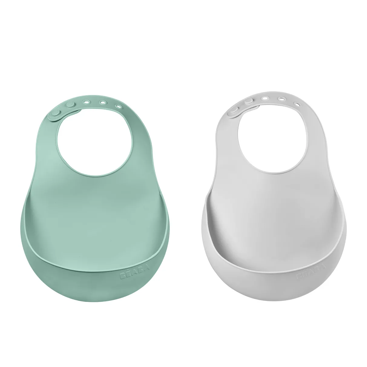 BÉABA Couverts, Vaisselle Et Bavoirs*Lot De 2 Bavoirs Silicone Light Mist/Sage Green