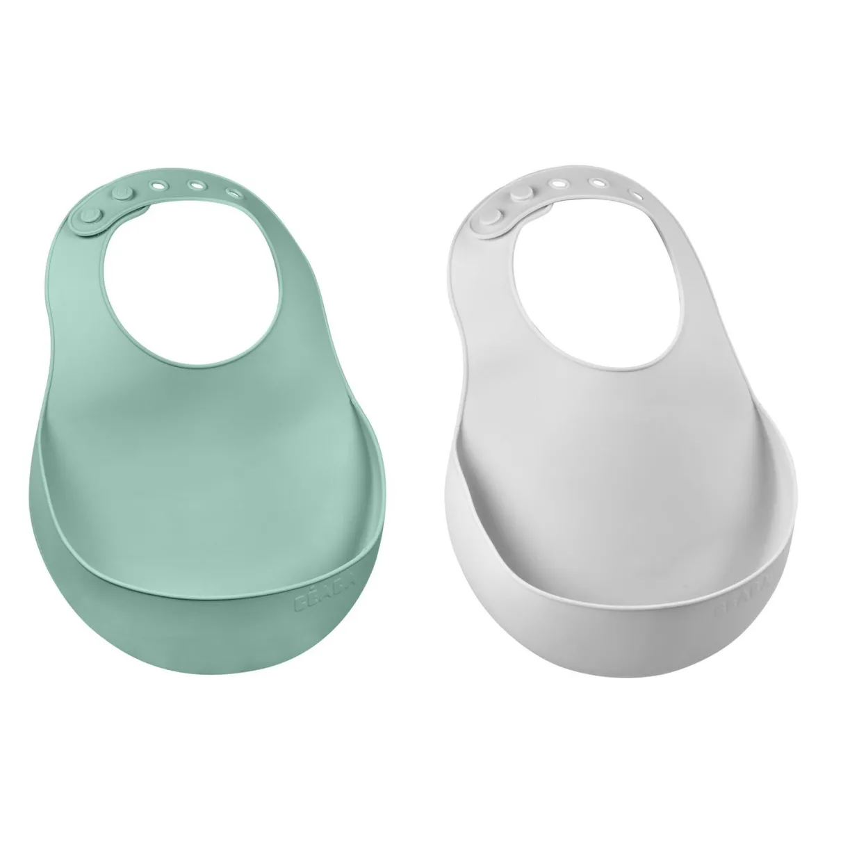 BÉABA Couverts, Vaisselle Et Bavoirs*Lot De 2 Bavoirs Silicone Light Mist/Sage Green