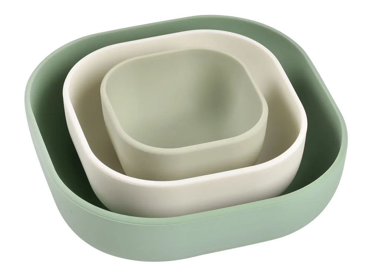 BÉABA Goûter Sain*Lot De 3 Bols Silicone Gigogne Sage Green