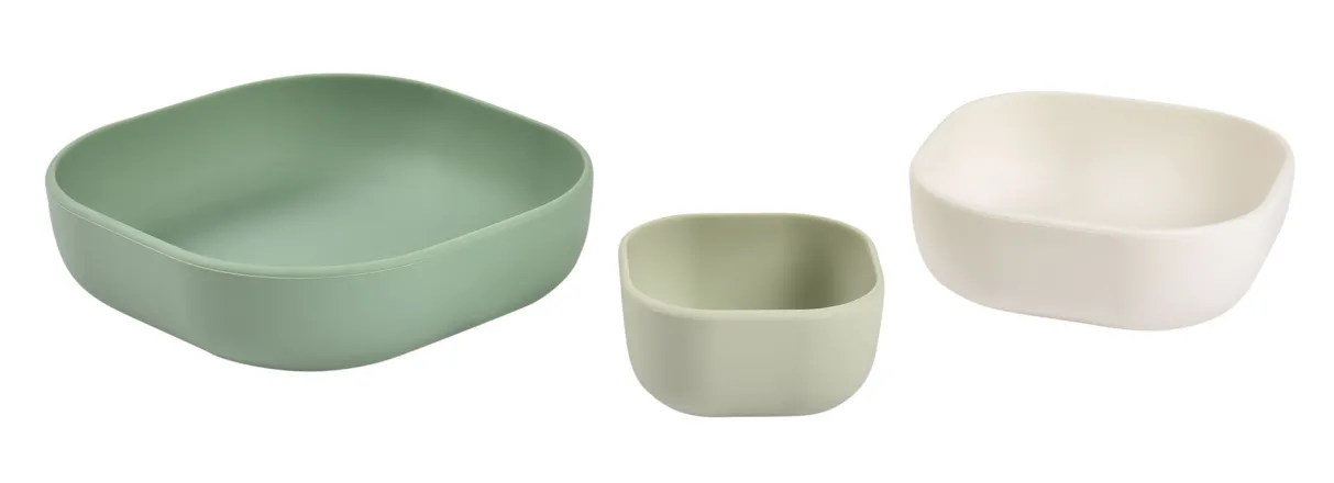 BÉABA Goûter Sain*Lot De 3 Bols Silicone Gigogne Sage Green