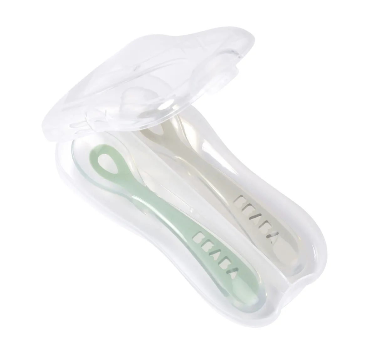 BÉABA Couverts, Vaisselle Et Bavoirs*Lot De 2 Cuilleres 2Eme Age Silicone Avec Boite De Transport