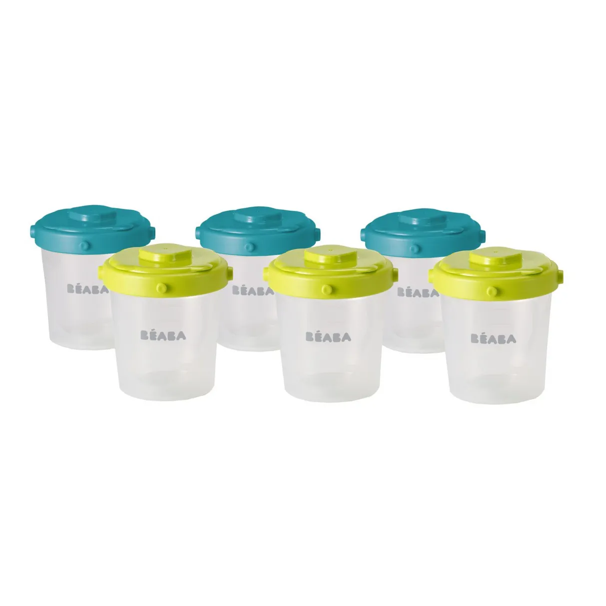 BÉABA Pots De Conservation*Lot De 6 Portions Clip 2Eme Age 200 Ml Neon