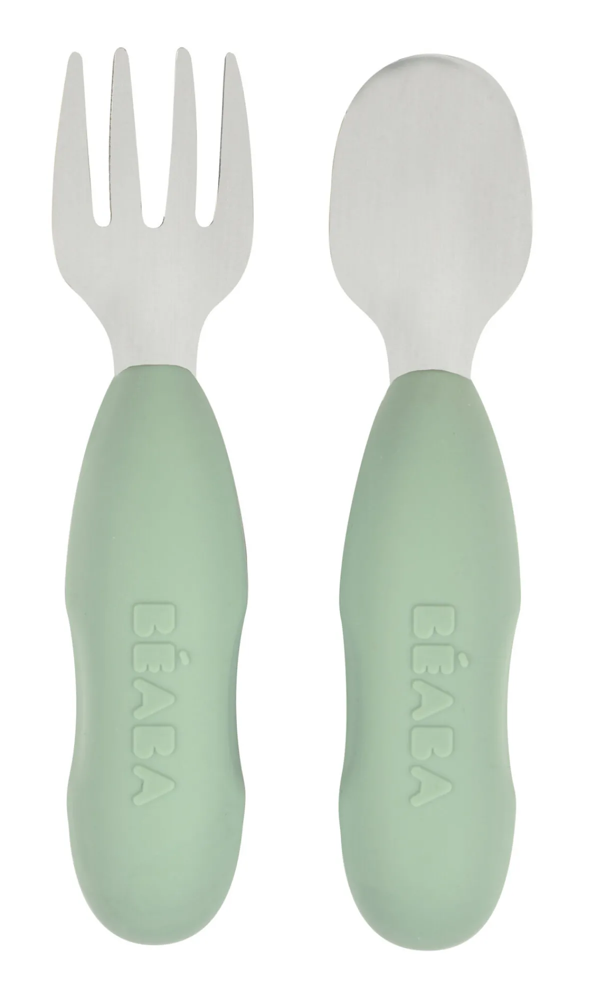 BÉABA Couverts, Vaisselle Et Bavoirs*Lot De 2 Pre-Couverts Inox Sage Green