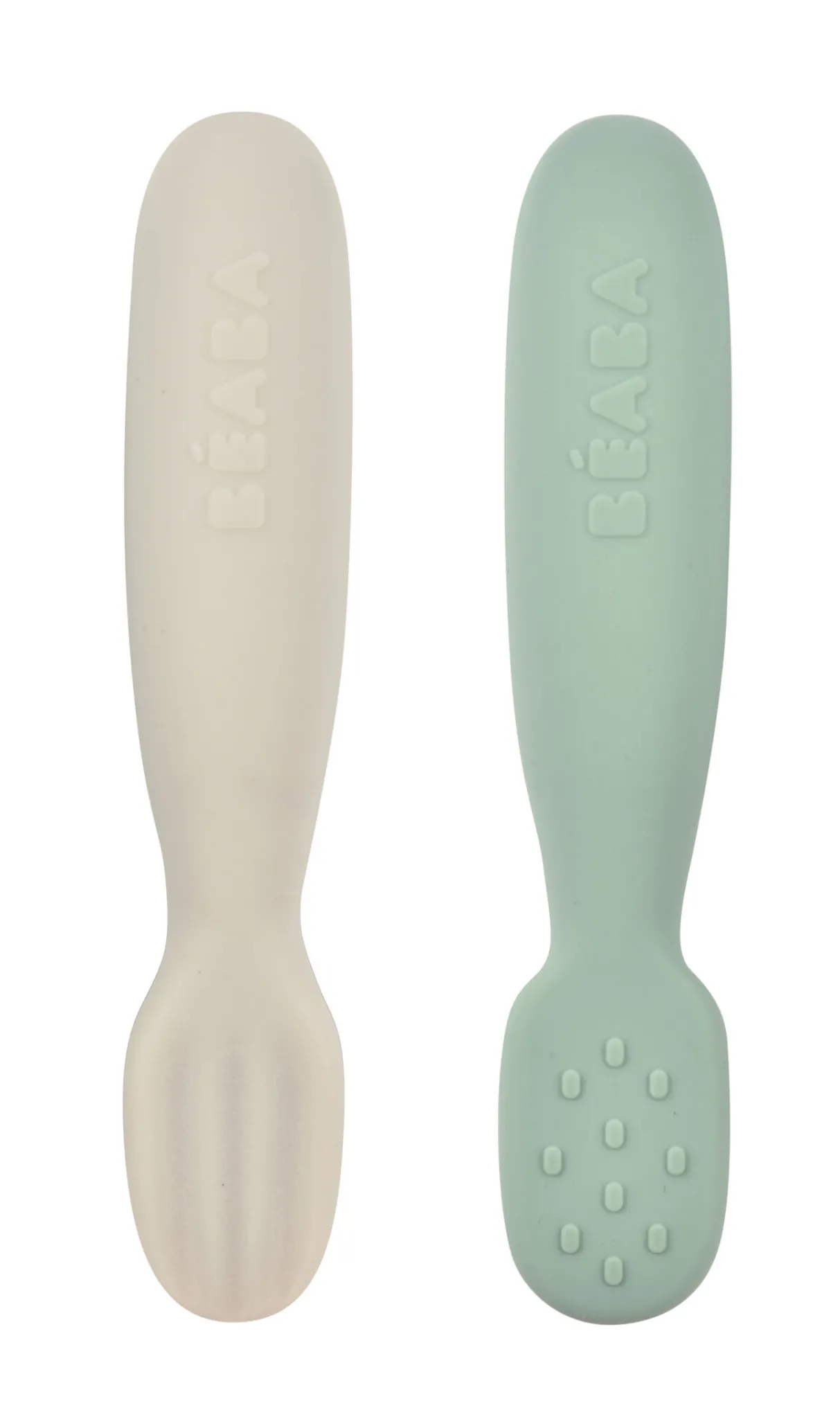 BÉABA Couverts, Vaisselle Et Bavoirs*Lot De 2 Pre-Cuillere Silicone Sage Green / Velvet Grey