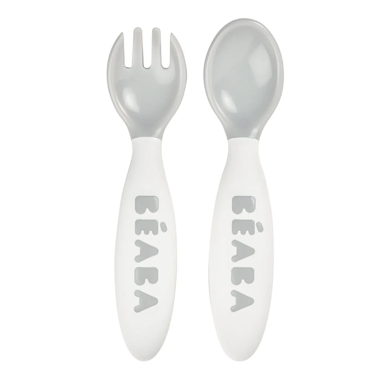 BÉABA Couverts, Vaisselle Et Bavoirs*Set 2 Couverts Ergonomiques 2Eme Age Grey