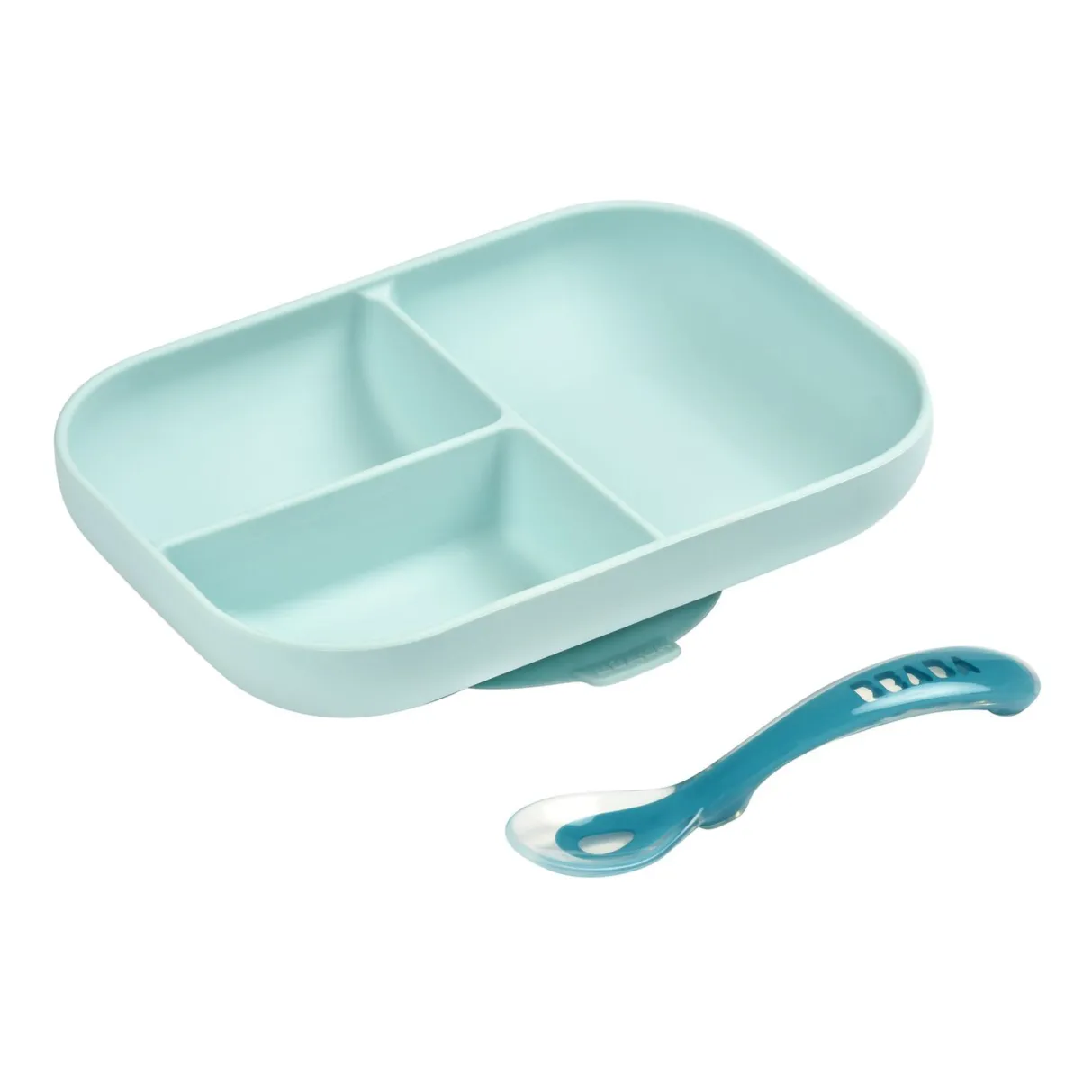 BÉABA Couverts, Vaisselle Et Bavoirs*Set Repas Silicone Avec Ventouse Blue