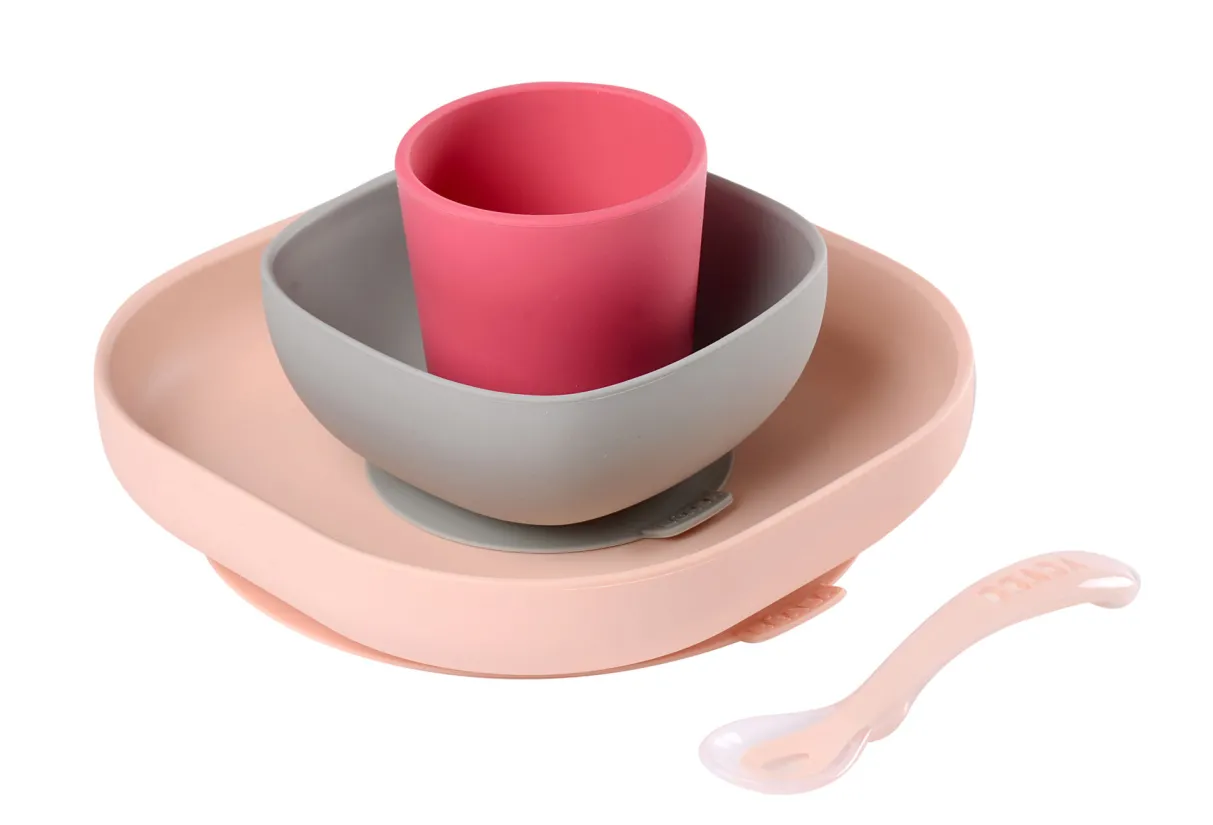 BÉABA Couverts, Vaisselle Et Bavoirs*Set Vaisselle Silicone 4 Pieces Pink